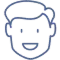 Simple line drawing of a smiling person's face representing dental care patient or practitioner.