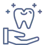 Hand holding tooth with sparkles, dental care icon for Smith & Co. Dental Practitioners